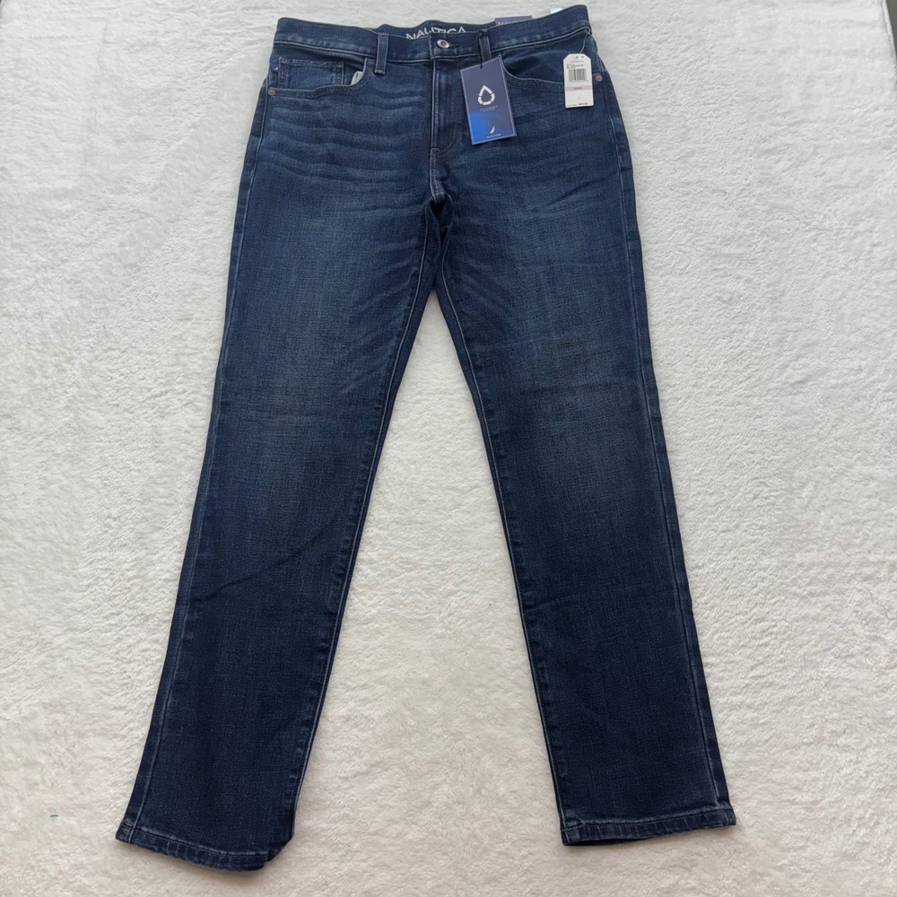 Nautica Mens Athletic Slim Fit Dark Wash Stretch Jeans 32x32 RP3711 Indigo NEW